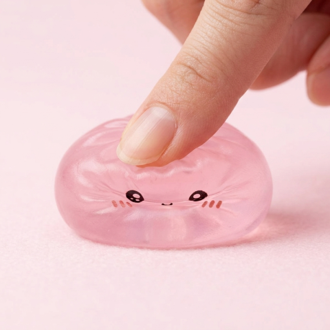 Mini Dumpling Squishy Suiker Set met Bamboe Mandje tijdens het knijpen, zacht materiaal