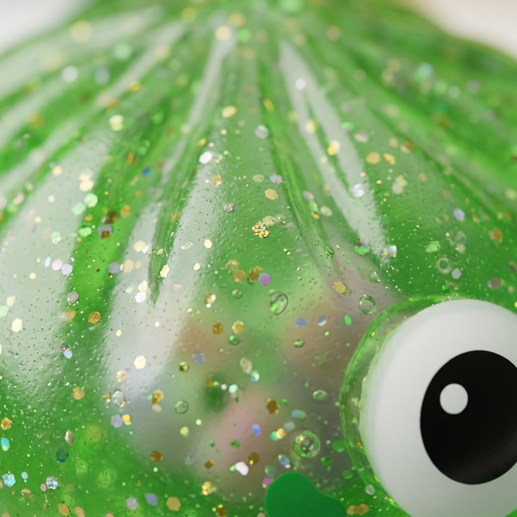 Squishy Dumpling Monster Halloween Groen Glitter — macro-close-up van de textuur