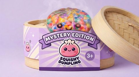 Mystery Dumpling Squishy Zachte Bubbel in het bamboe stoommandje