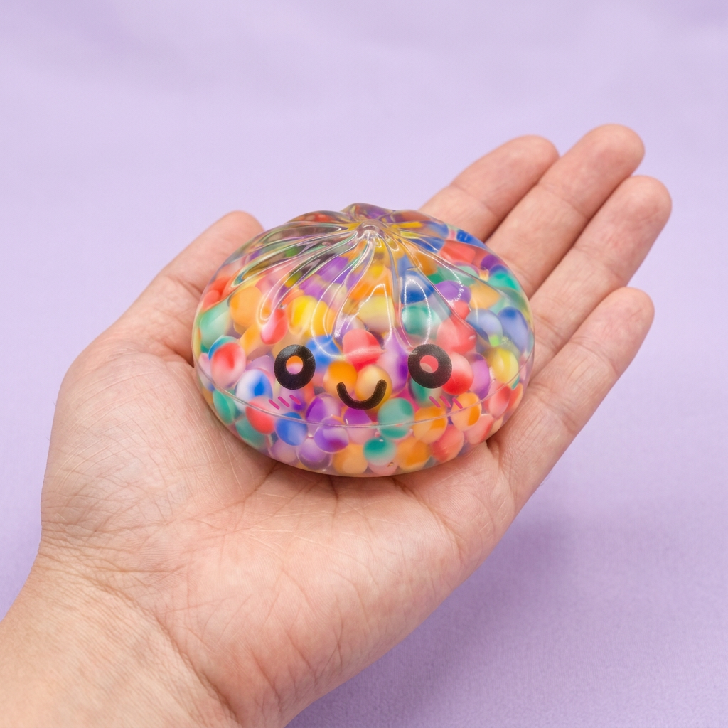 Mystery Dumpling Squishy Zachte Bubbel in de hand gehouden, echte grootte
