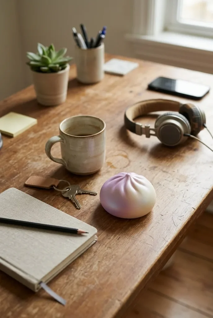 Rare Dumpling Squishy – Mystery Collector Editie op het bureau