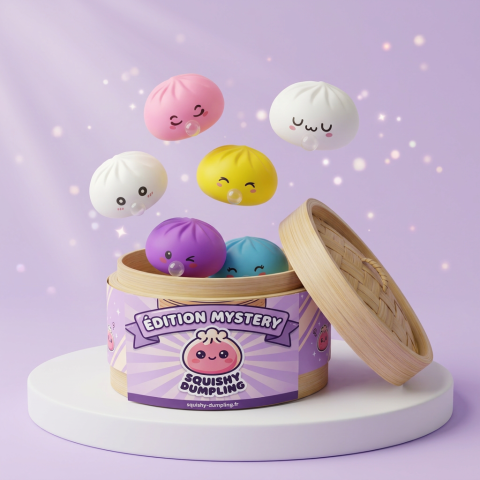 Mystery Dumpling Squishy Verrassingsbox tijdens het knijpen, zacht materiaal