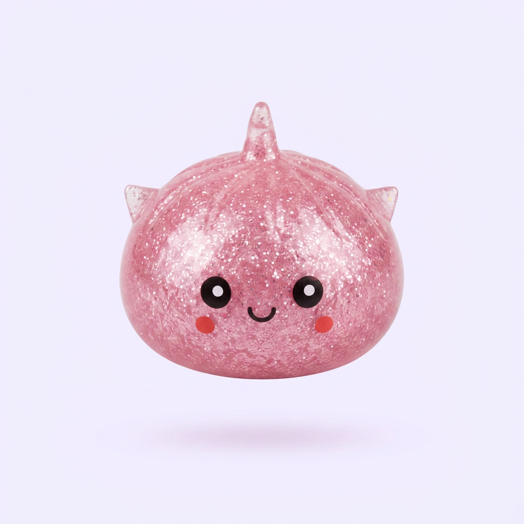 Mystery Dumpling Squishy Glitter Eenhoorn tijdens het knijpen, zacht materiaal