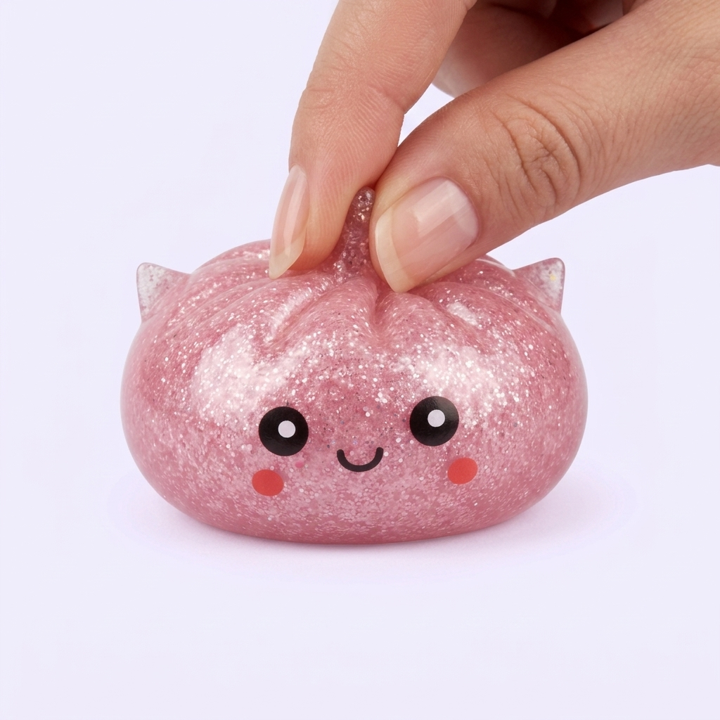 Mystery Dumpling Squishy Glitter Eenhoorn tijdens het knijpen, zacht materiaal