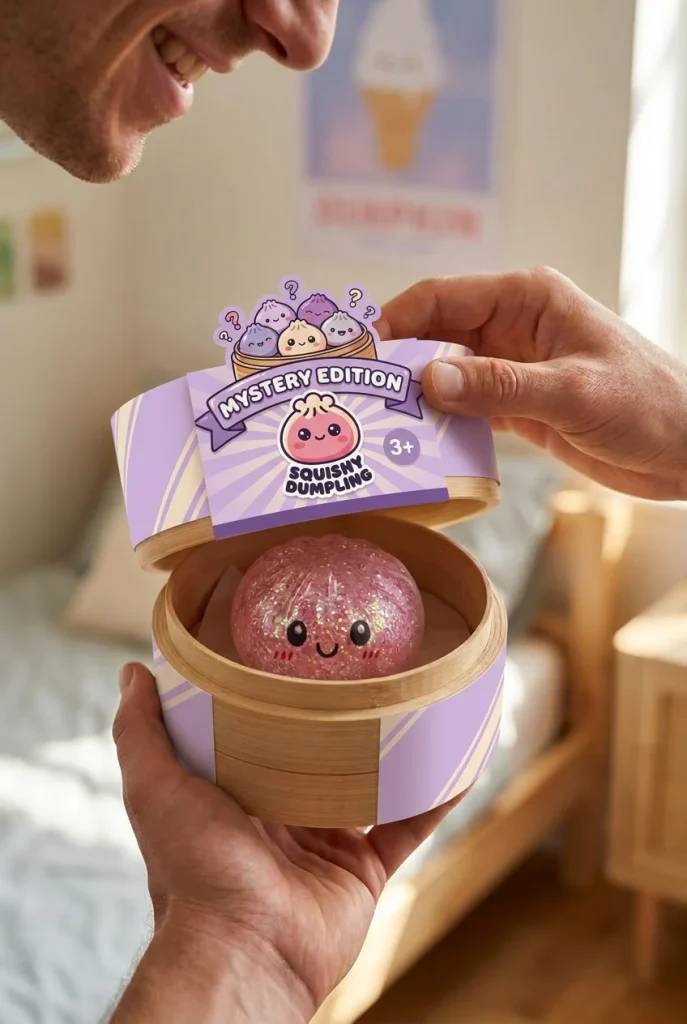 Dumplings Squishy Glitter Mystery – Glinsterende Verrassing tijdens het uitpakken