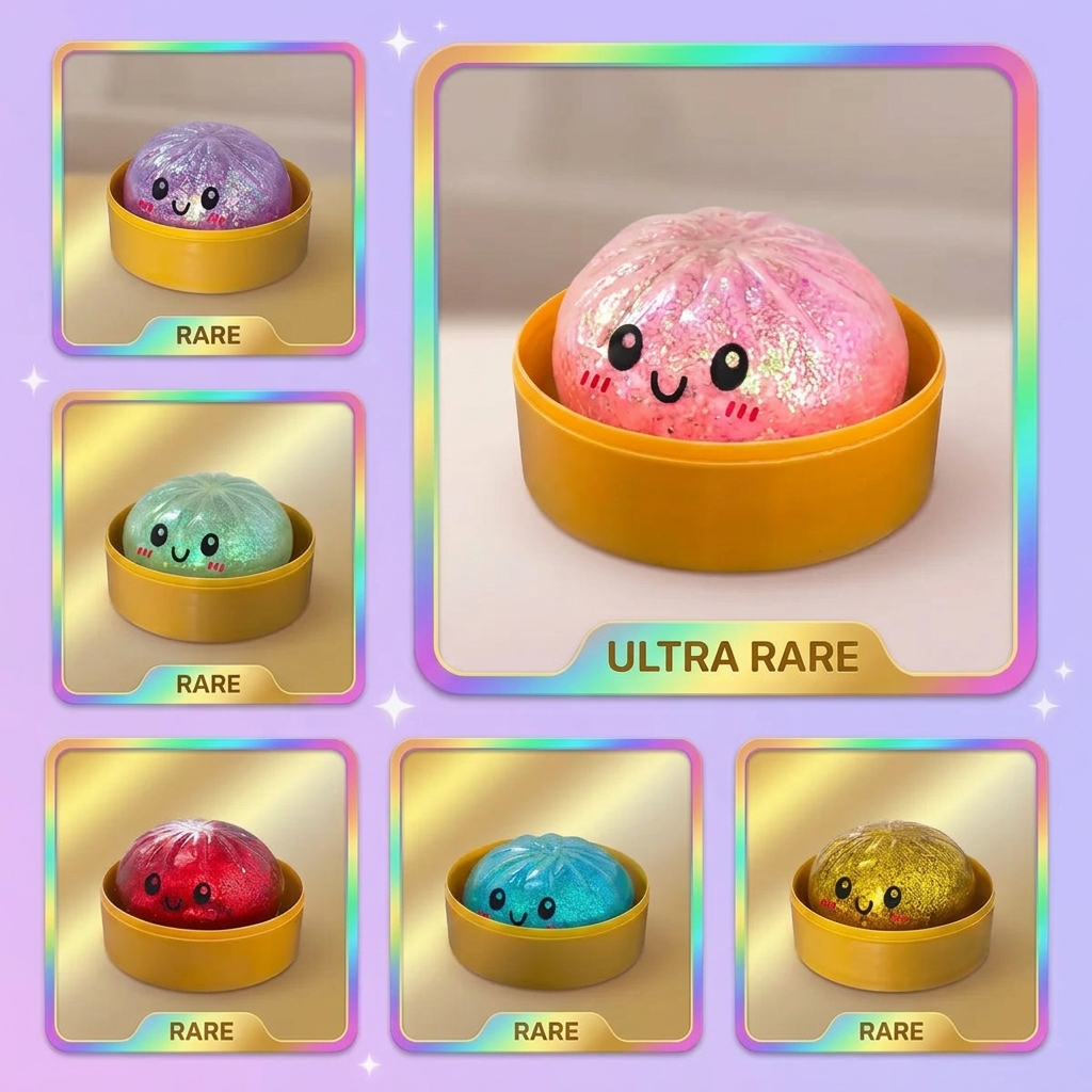 Dumplings Squishy Glitter Mystery – Glinsterende Verrassing tijdens het knijpen, zacht materiaal