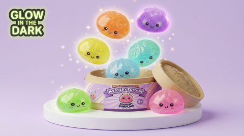 Dumpling Squishy Mystery Glow In The Dark Glitter tijdens het knijpen, zacht materiaal