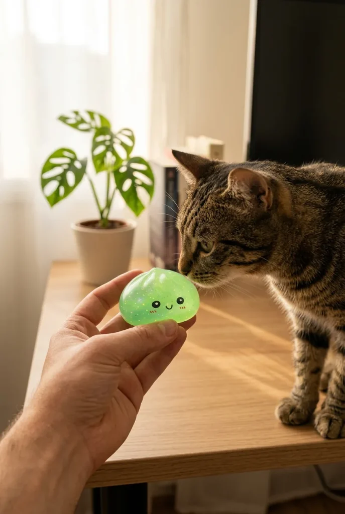 Dumpling Squishy Mystery Glow In The Dark Glitter met een knuffel
