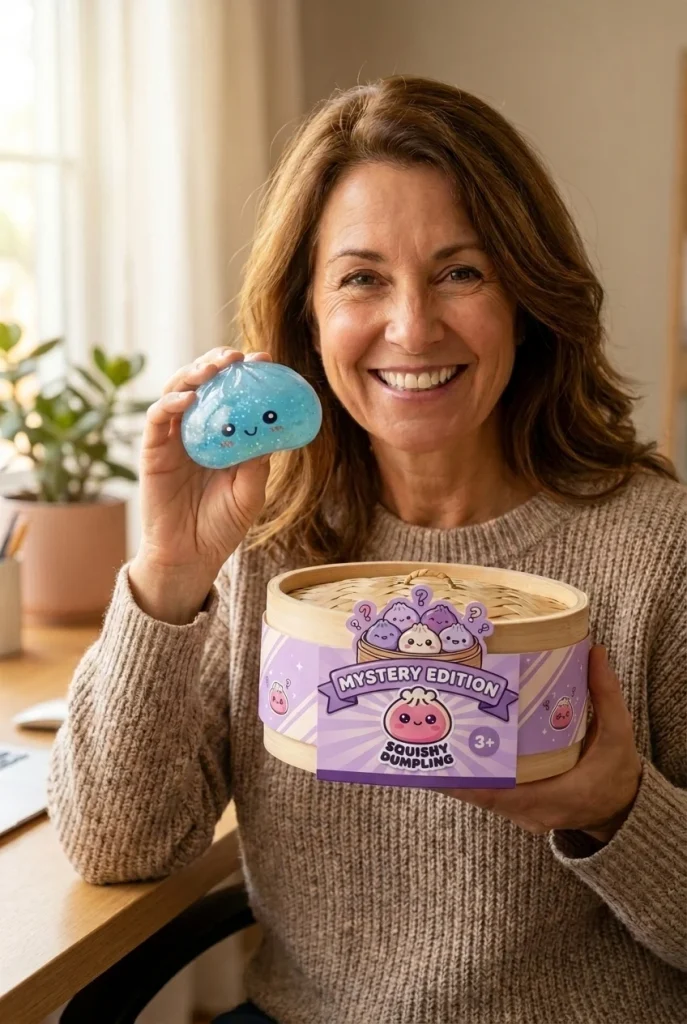 Dumpling Squishy Mystery Glow In The Dark Glitter met zijn doos