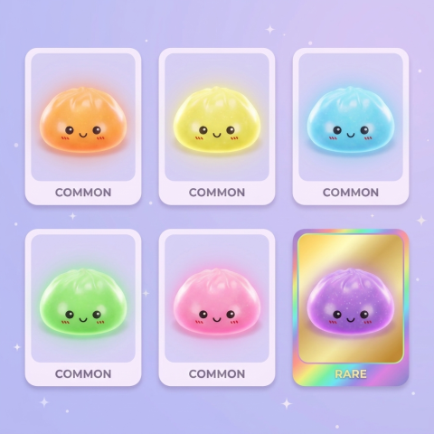 Dumpling Squishy Mystery Glow In The Dark Glitter tijdens het knijpen, zacht materiaal