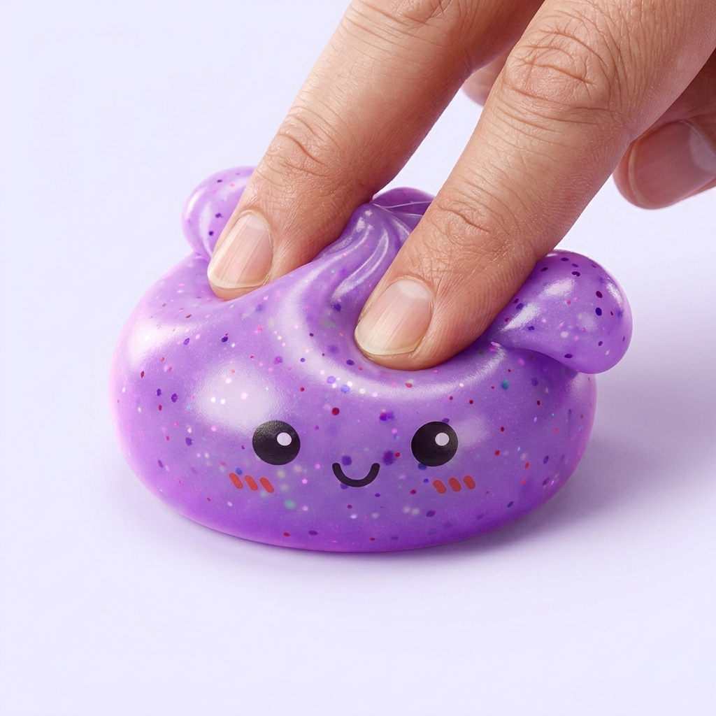 Dumpling Squishy Mystery Glow In The Dark Glitter — slow-rise effect, het schuim vert langzaam terug