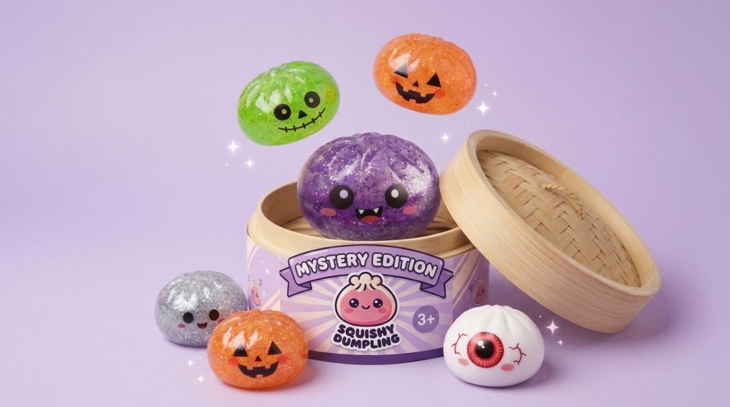 Squishy Dumpling Mystery Halloween – 6 Designs tijdens het knijpen, zacht materiaal