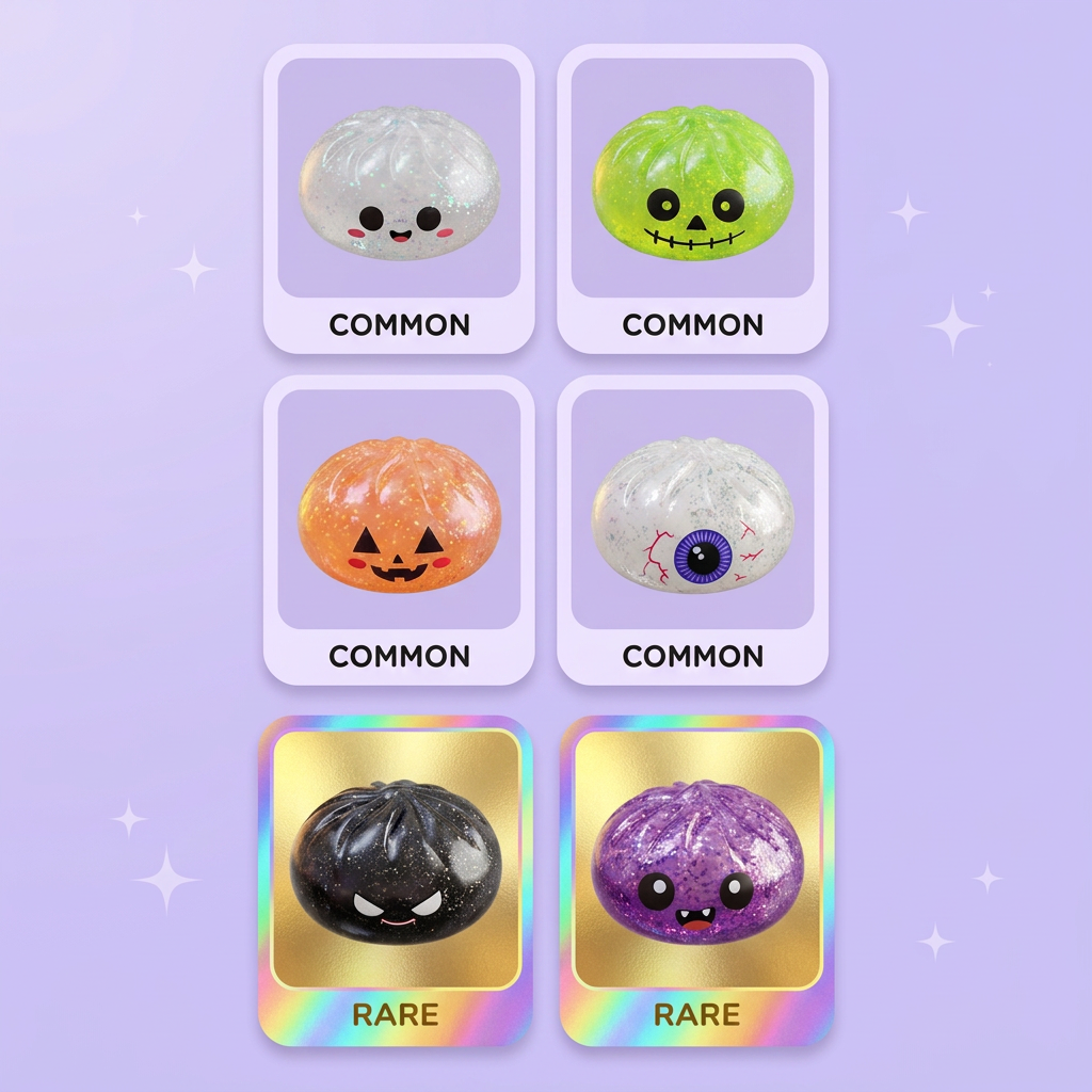 Squishy Dumpling Mystery Halloween – 6 Designs tijdens het knijpen, zacht materiaal