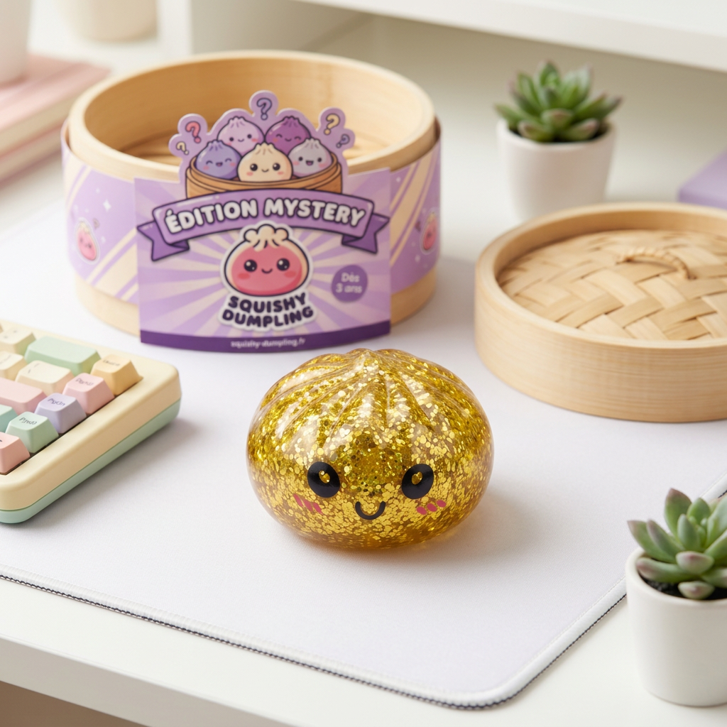 Squishy Dumpling Mystery Glitter Mini Set in zijn kawaii omgeving