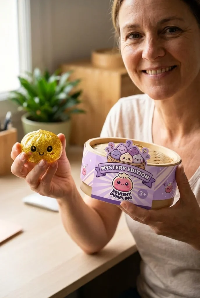 Squishy Dumpling Mystery Glitter Mini Set met zijn doos