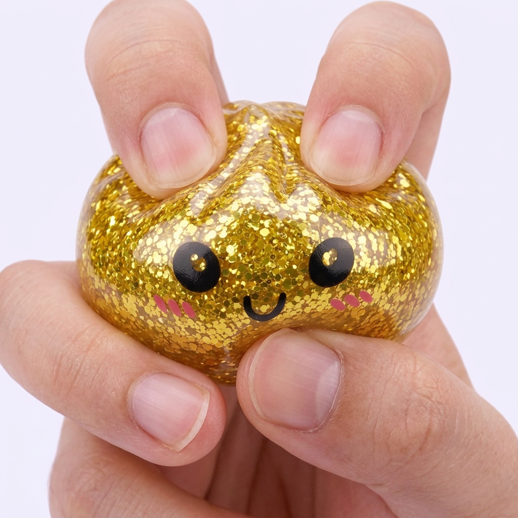 Squishy Dumpling Mystery Glitter Mini Set — slow-rise effect, het schuim vert langzaam terug