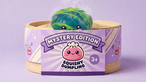 Dumpling Squishy Mystery Tie Dye Mini Verrassing in het bamboe stoommandje