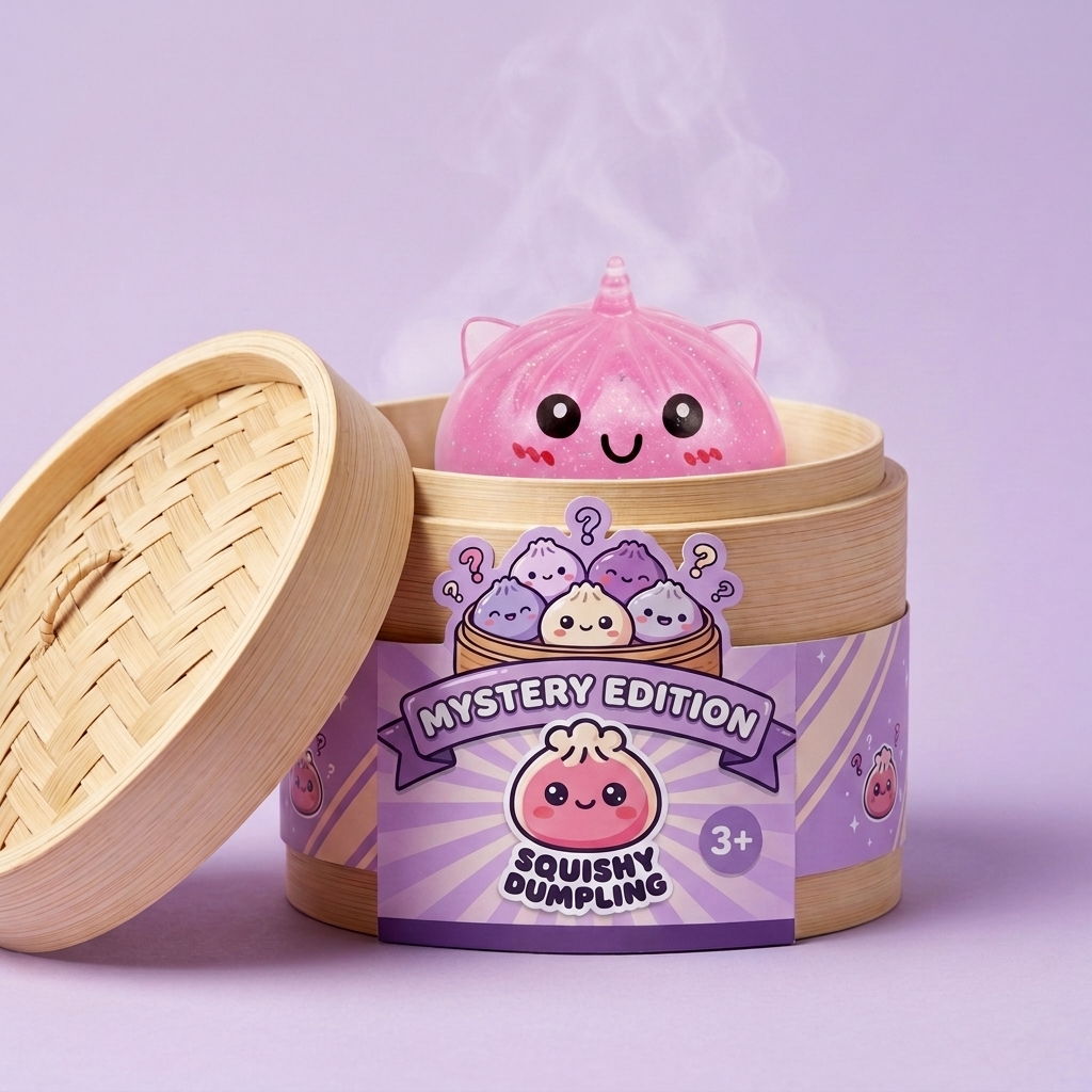 Dumpling Squishy Unicorn Mystery Mini Eenhoorn in het bamboe stoommandje