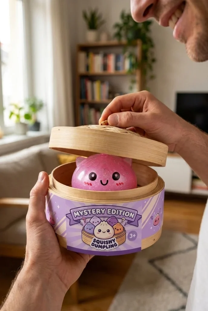 Dumpling Squishy Unicorn Mystery Mini Eenhoorn tijdens het uitpakken