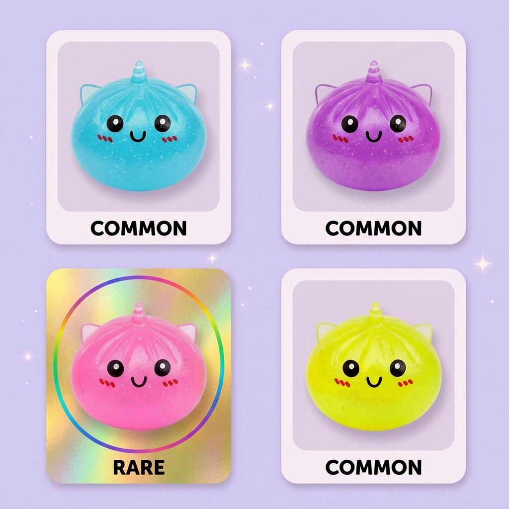 Dumpling Squishy Unicorn Mystery Mini Eenhoorn tijdens het knijpen, zacht materiaal
