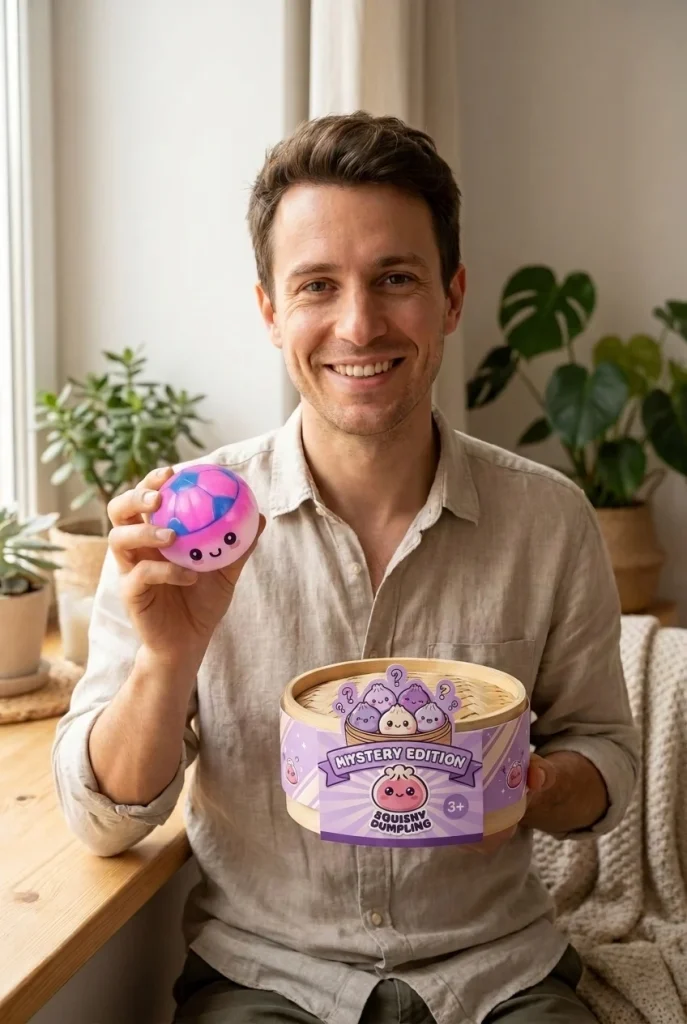 Mystery Dumpling Squishy Voetbal Editie met zijn doos