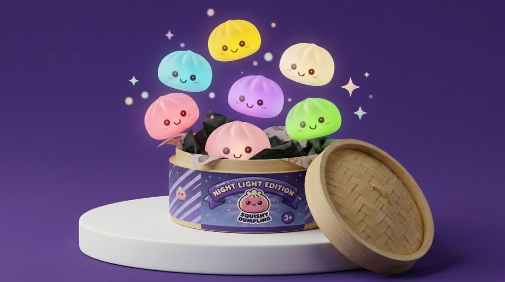 Mystery Squishy Dumpling Nachtlampje tijdens het knijpen, zacht materiaal