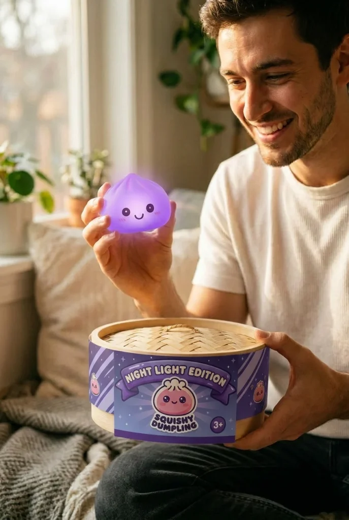 Mystery Squishy Dumpling Nachtlampje met zijn doos