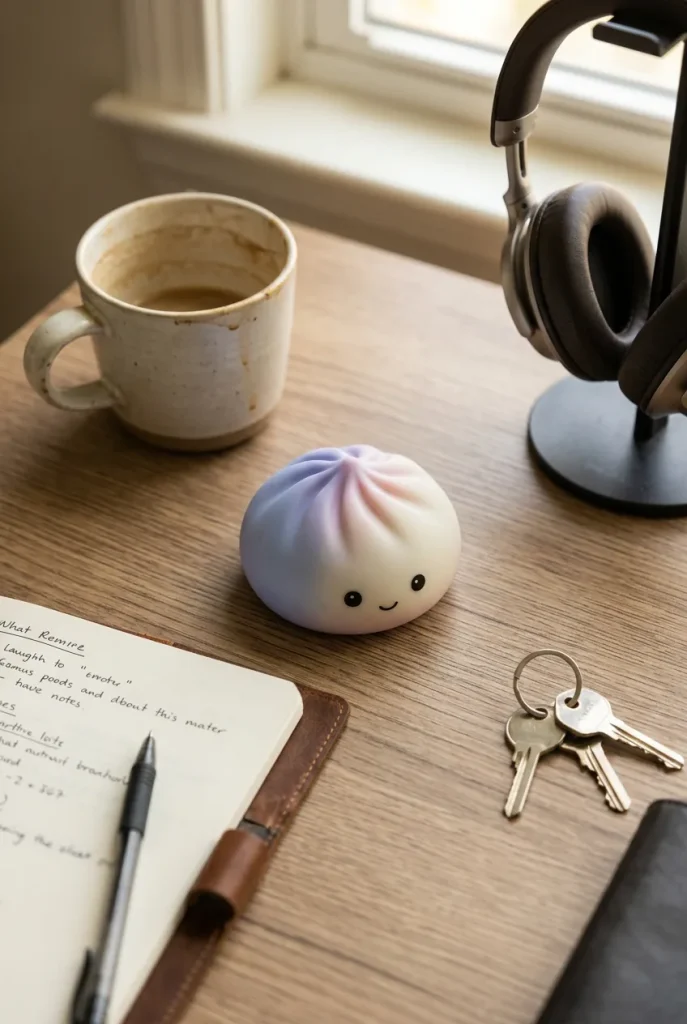 Mystery Squishy Dumpling Nachtlampje op het bureau