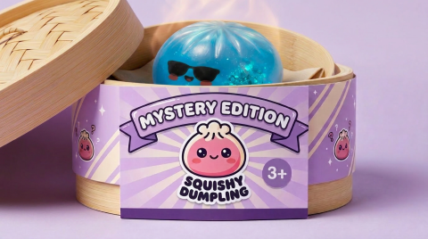 Mystery Dumpling Squishy Zomer Editie in het bamboe stoommandje