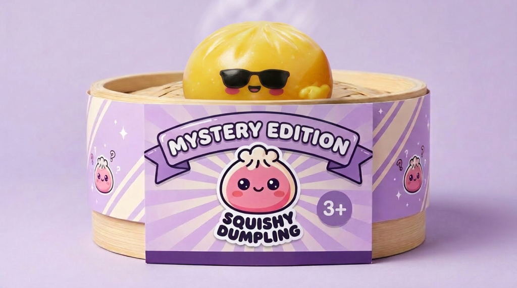 Mystery Dumpling Squishy Zonnebril in het bamboe stoommandje