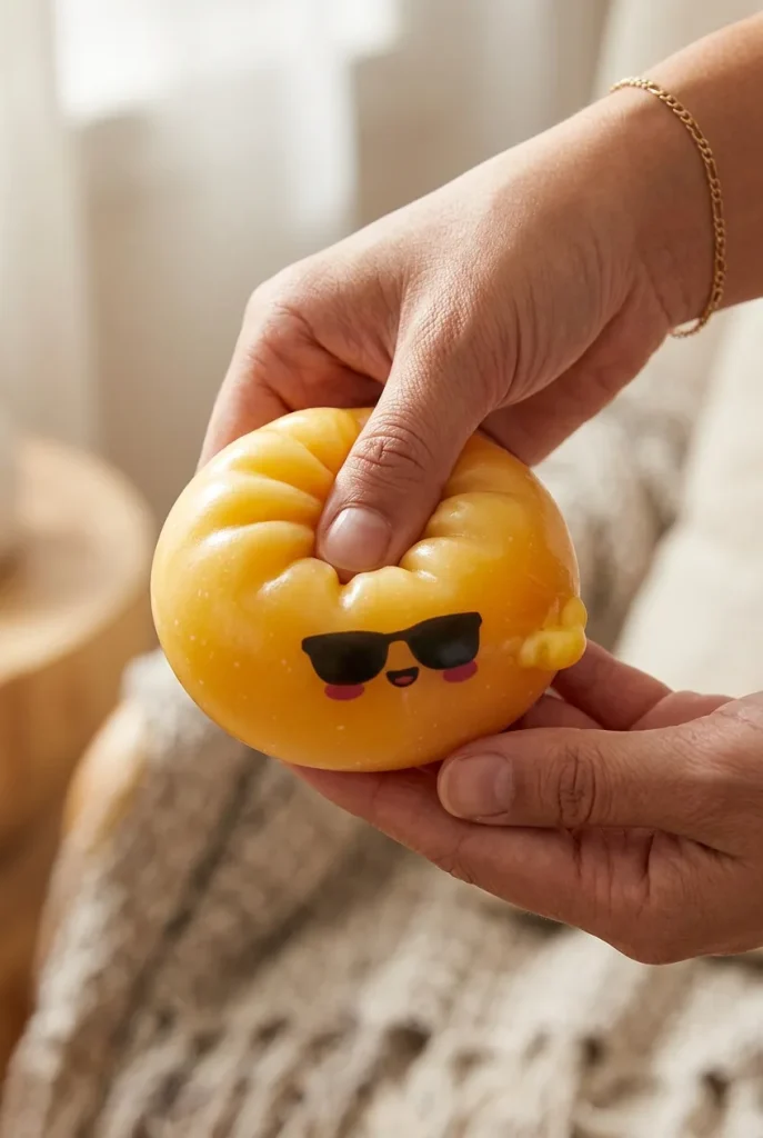 Mystery Dumpling Squishy Zonnebril tijdens het knijpen