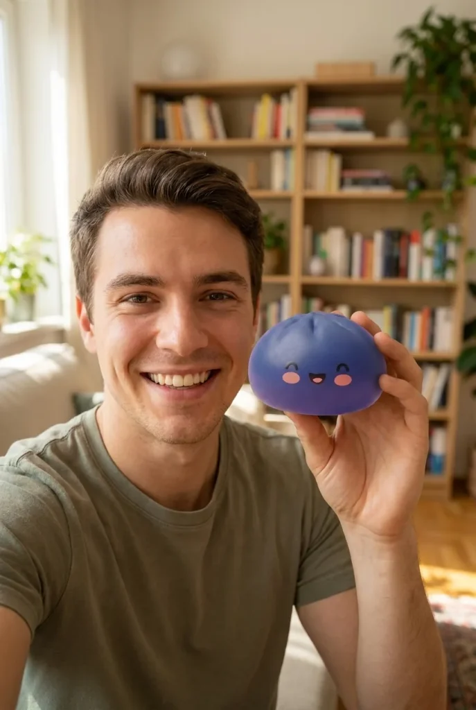Dumpling Squishy Navy Blue Midnight in het dagelijks leven