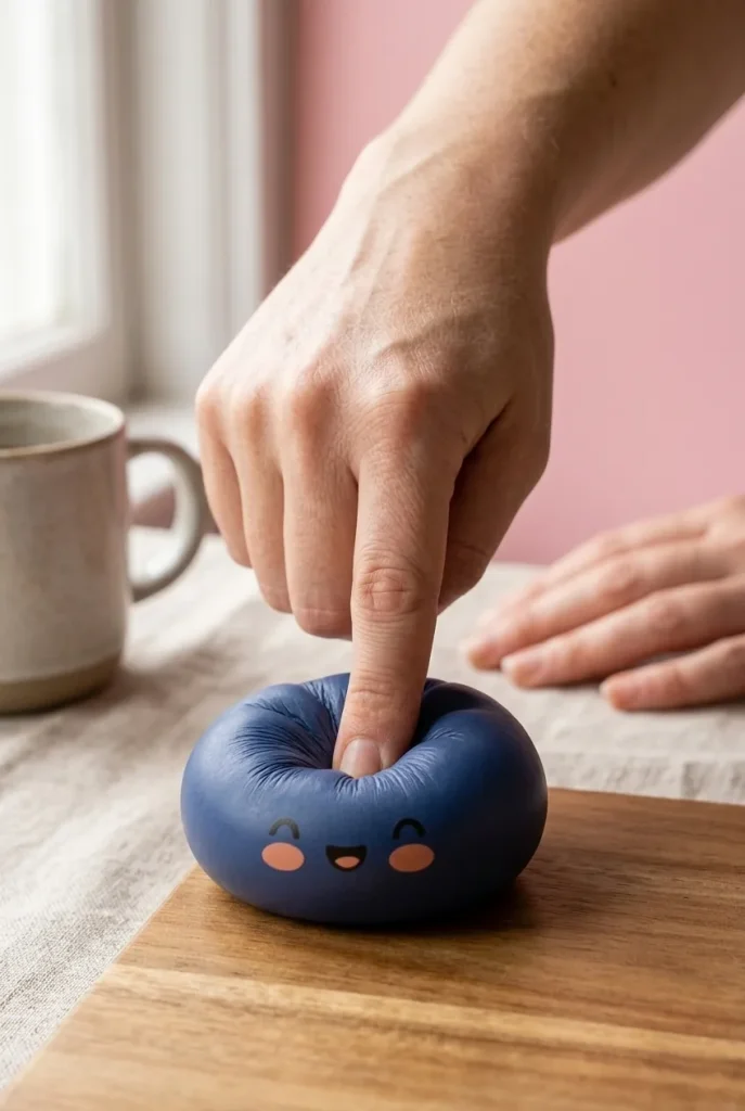 Dumpling Squishy Navy Blue Midnight tijdens het knijpen