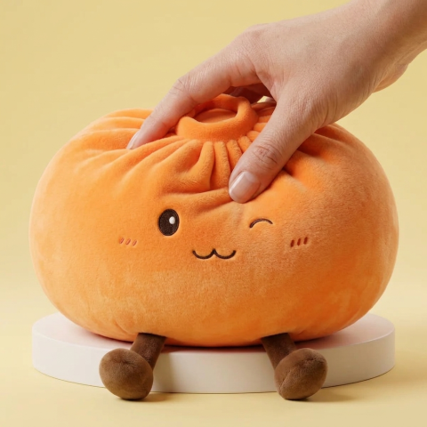 Giant Dumpling Squishy Oranje XXL Knuffelkussen tijdens het knijpen, zacht materiaal