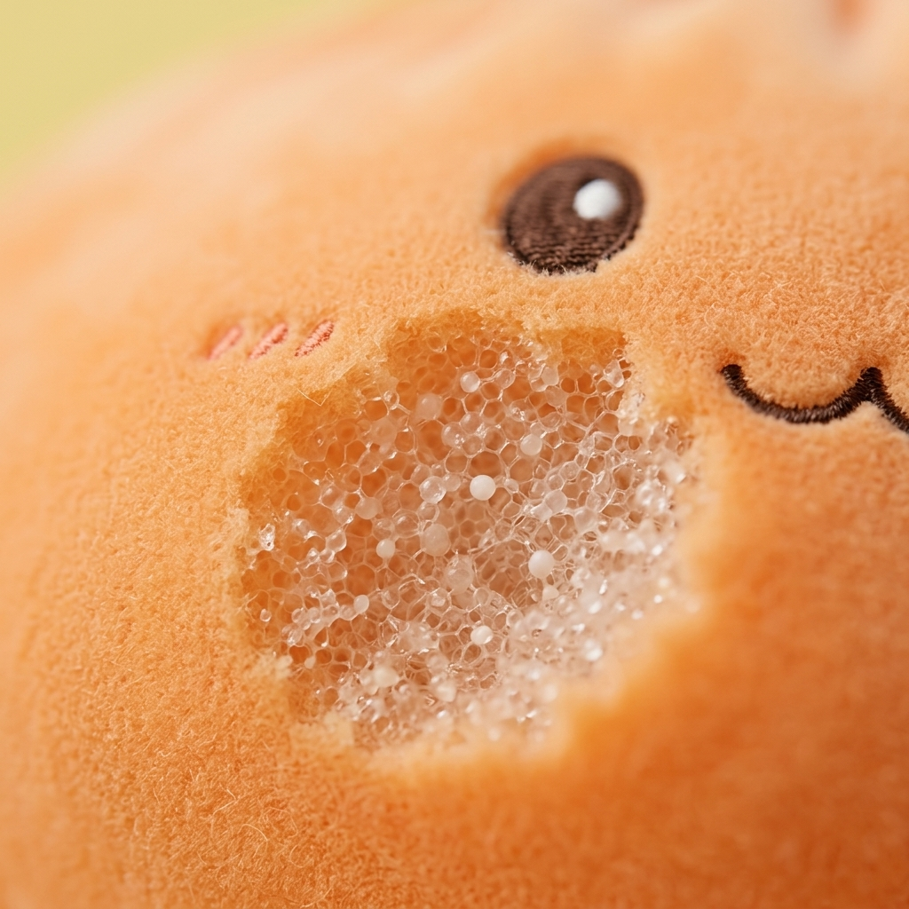 Giant Dumpling Squishy Oranje XXL Knuffelkussen — macro-close-up van de textuur