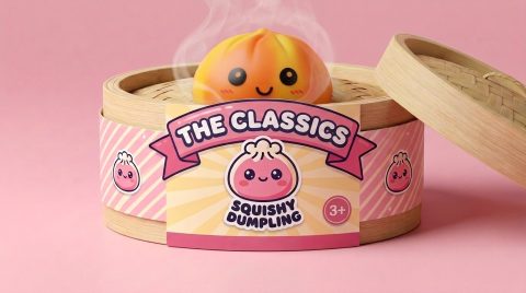 Squishy Dumpling Tie Dye Orange Zonsondergang in het bamboe stoommandje