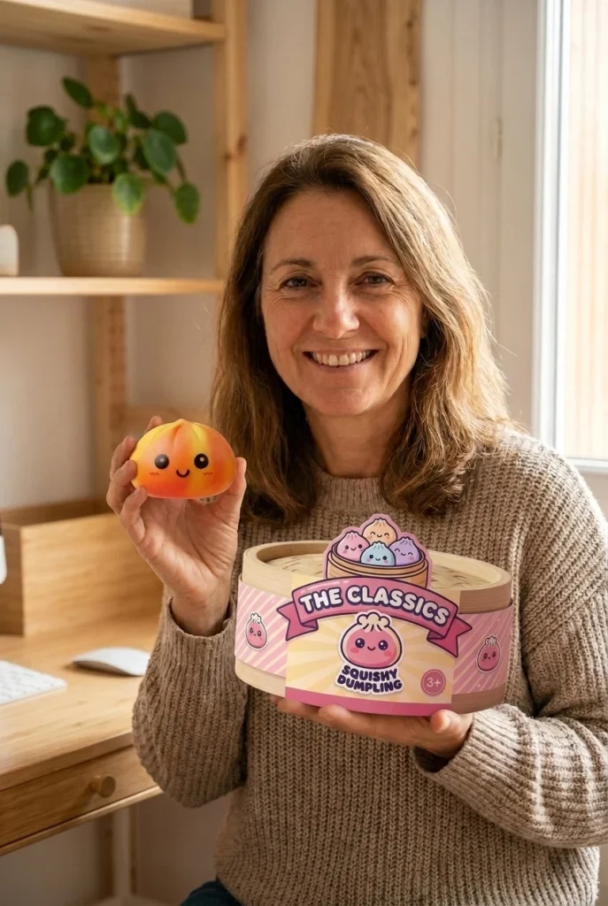 Squishy Dumpling Tie Dye Orange Zonsondergang met zijn doos