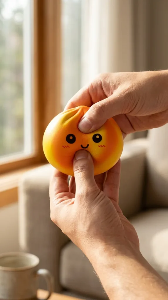 Squishy Dumpling Tie Dye Orange Zonsondergang tijdens het knijpen
