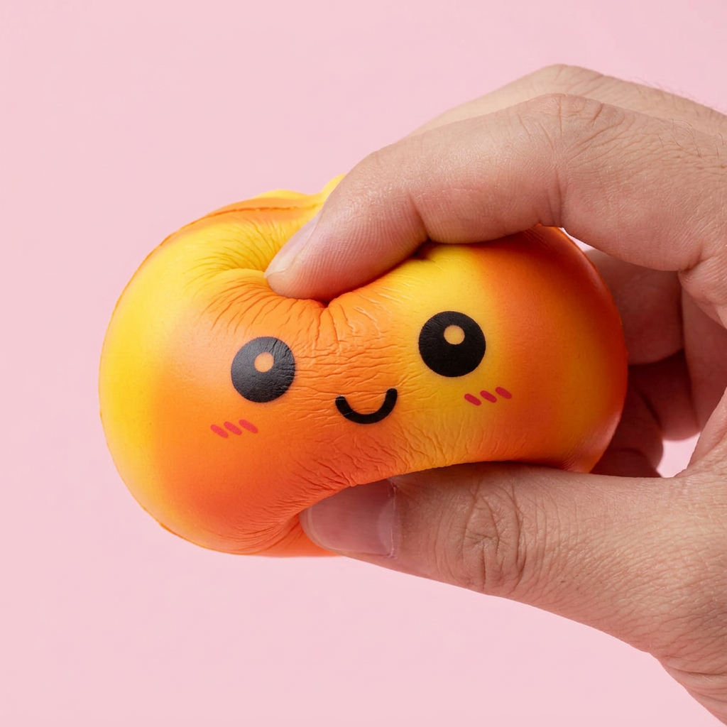 Squishy Dumpling Tie Dye Orange Zonsondergang — slow-rise effect, het schuim vert langzaam terug