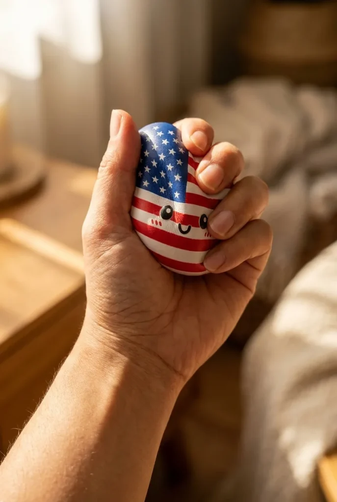 Squishy Dumpling USA – Amerikaanse Vlag Squishy tijdens het knijpen