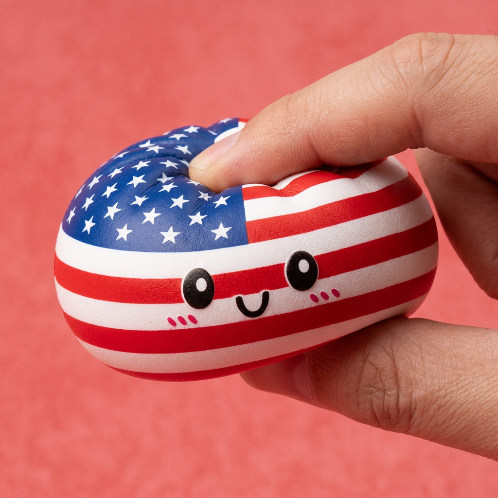 Squishy Dumpling USA – Amerikaanse Vlag Squishy — slow-rise effect, het schuim vert langzaam terug