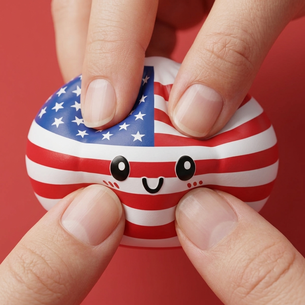 Squishy Dumpling USA – Amerikaanse Vlag Squishy tijdens het knijpen, zacht materiaal