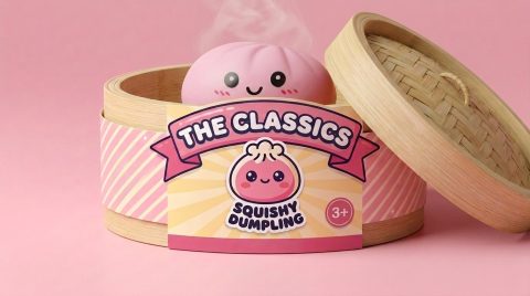 Pink Squishy Dumpling Zachte Bloesem in het bamboe stoommandje