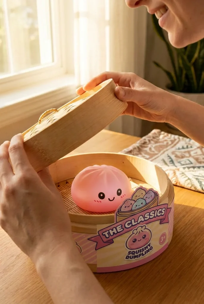 Pink Squishy Dumpling Zachte Bloesem tijdens het uitpakken