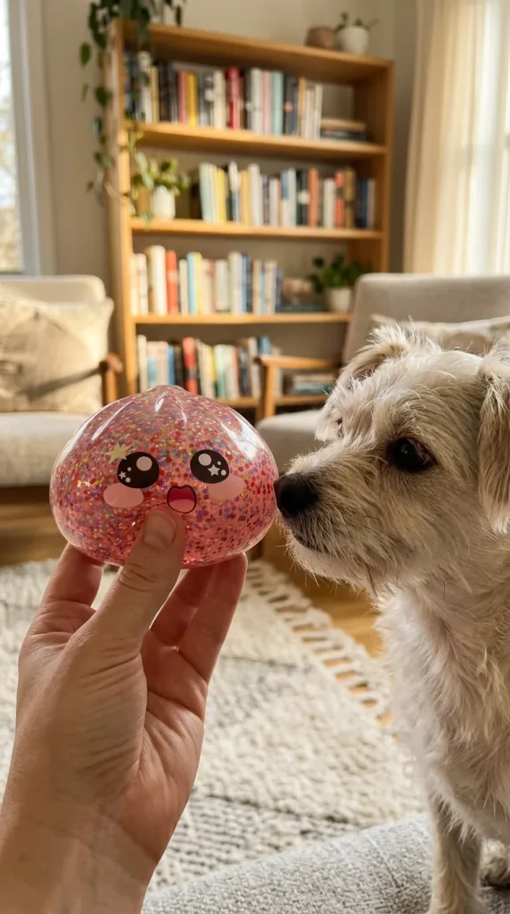 Galaxy Dumpling Squishy Roze Kawaii met een knuffel