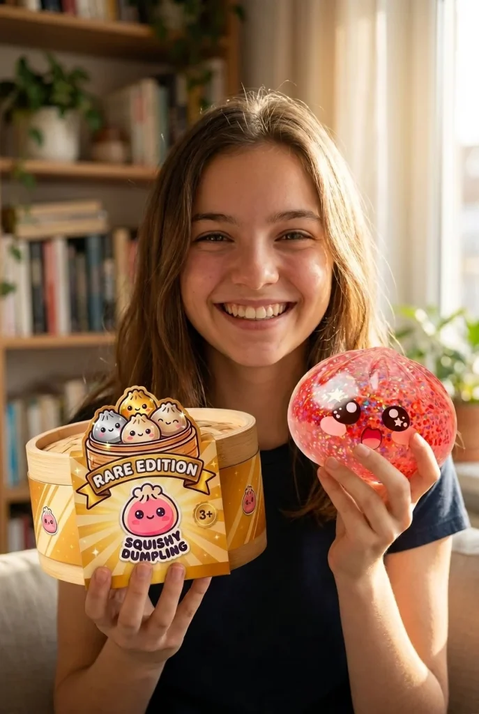 Galaxy Dumpling Squishy Roze Kawaii met zijn doos