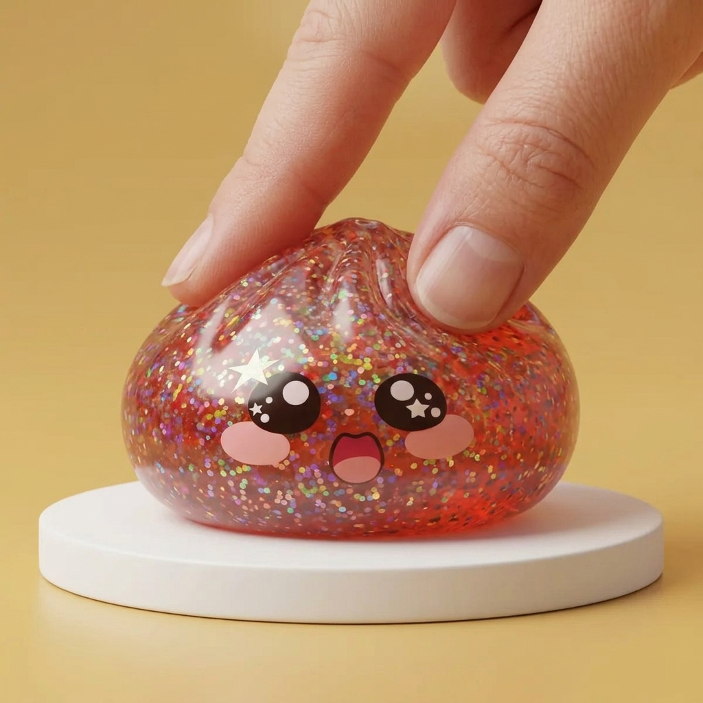 Galaxy Dumpling Squishy Roze Kawaii tijdens het knijpen, zacht materiaal
