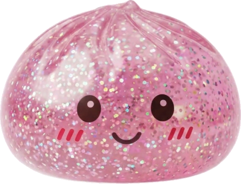 Glitter Dumpling Squishy Roze Kawaii tijdens het knijpen, zacht materiaal