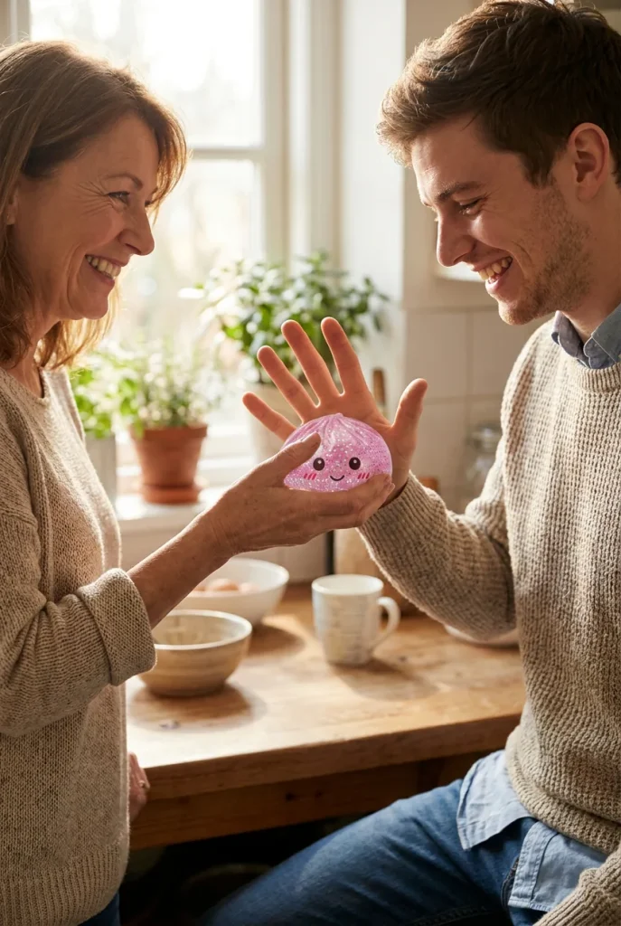 Glitter Dumpling Squishy Roze Kawaii als cadeau-idee
