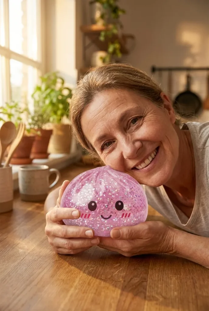Glitter Dumpling Squishy Roze Kawaii in het dagelijks leven